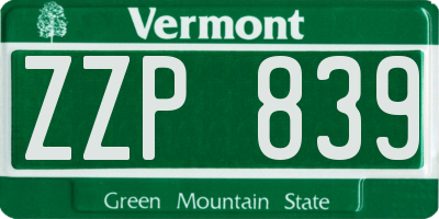VT license plate ZZP839