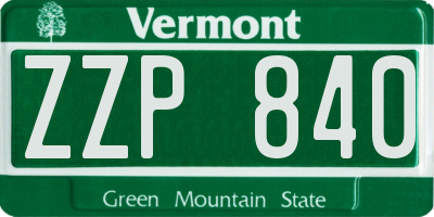 VT license plate ZZP840