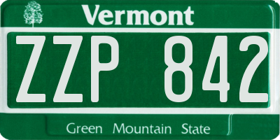 VT license plate ZZP842