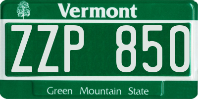 VT license plate ZZP850