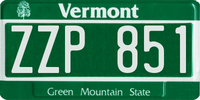 VT license plate ZZP851