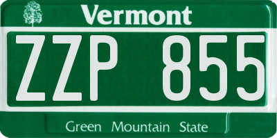 VT license plate ZZP855
