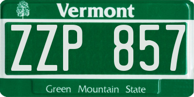 VT license plate ZZP857