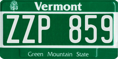 VT license plate ZZP859