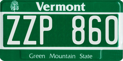 VT license plate ZZP860