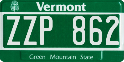 VT license plate ZZP862
