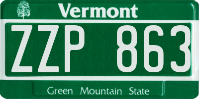VT license plate ZZP863