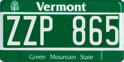 VT license plate ZZP865