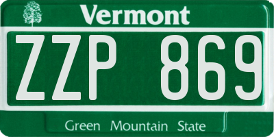 VT license plate ZZP869