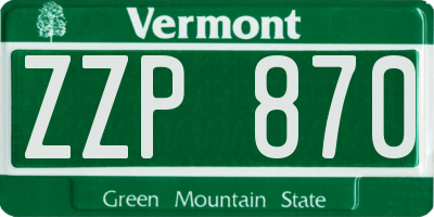 VT license plate ZZP870