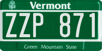 VT license plate ZZP871