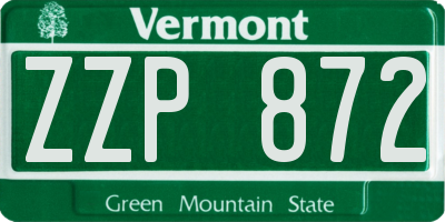 VT license plate ZZP872