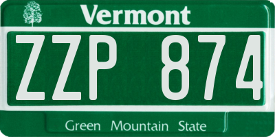 VT license plate ZZP874