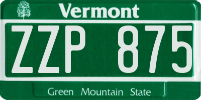 VT license plate ZZP875
