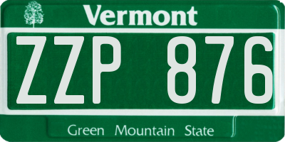 VT license plate ZZP876
