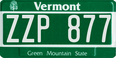 VT license plate ZZP877