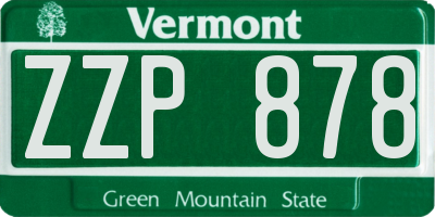 VT license plate ZZP878