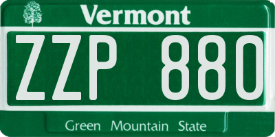VT license plate ZZP880
