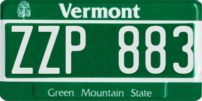 VT license plate ZZP883