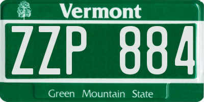 VT license plate ZZP884