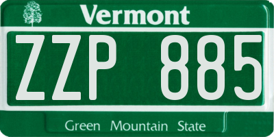 VT license plate ZZP885