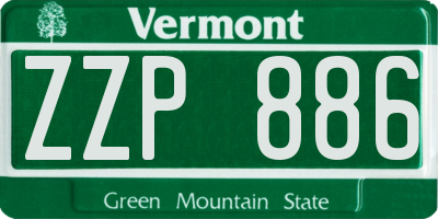 VT license plate ZZP886