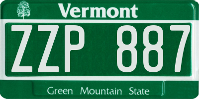 VT license plate ZZP887