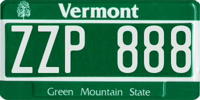 VT license plate ZZP888