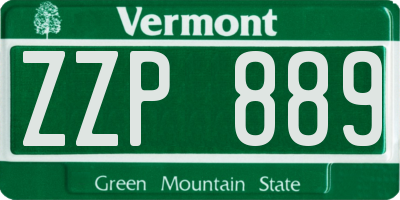 VT license plate ZZP889