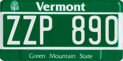 VT license plate ZZP890