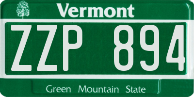 VT license plate ZZP894