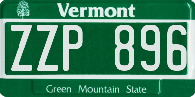 VT license plate ZZP896