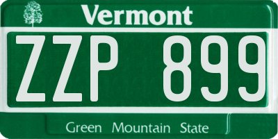 VT license plate ZZP899