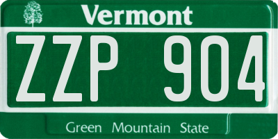 VT license plate ZZP904