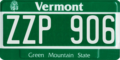 VT license plate ZZP906