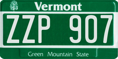 VT license plate ZZP907