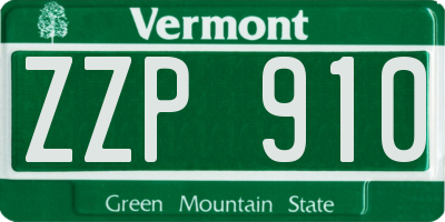 VT license plate ZZP910
