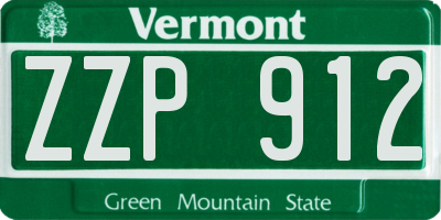 VT license plate ZZP912