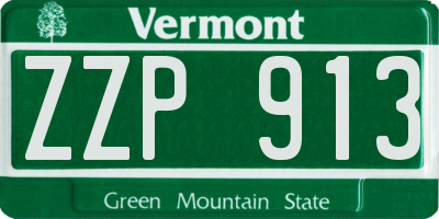 VT license plate ZZP913