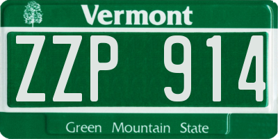 VT license plate ZZP914