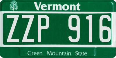 VT license plate ZZP916