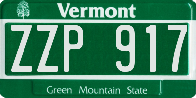 VT license plate ZZP917