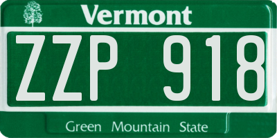 VT license plate ZZP918