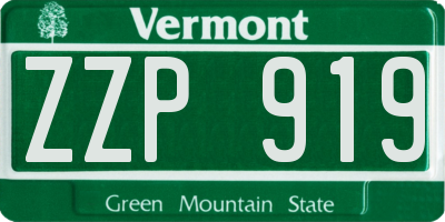 VT license plate ZZP919