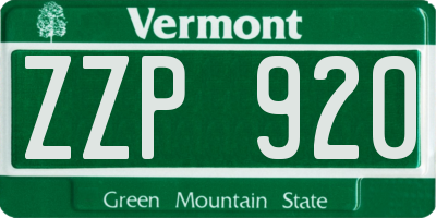 VT license plate ZZP920