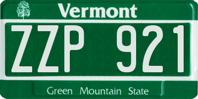 VT license plate ZZP921