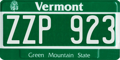 VT license plate ZZP923