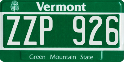 VT license plate ZZP926