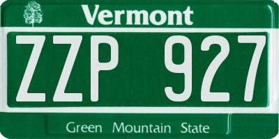 VT license plate ZZP927