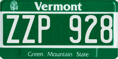 VT license plate ZZP928